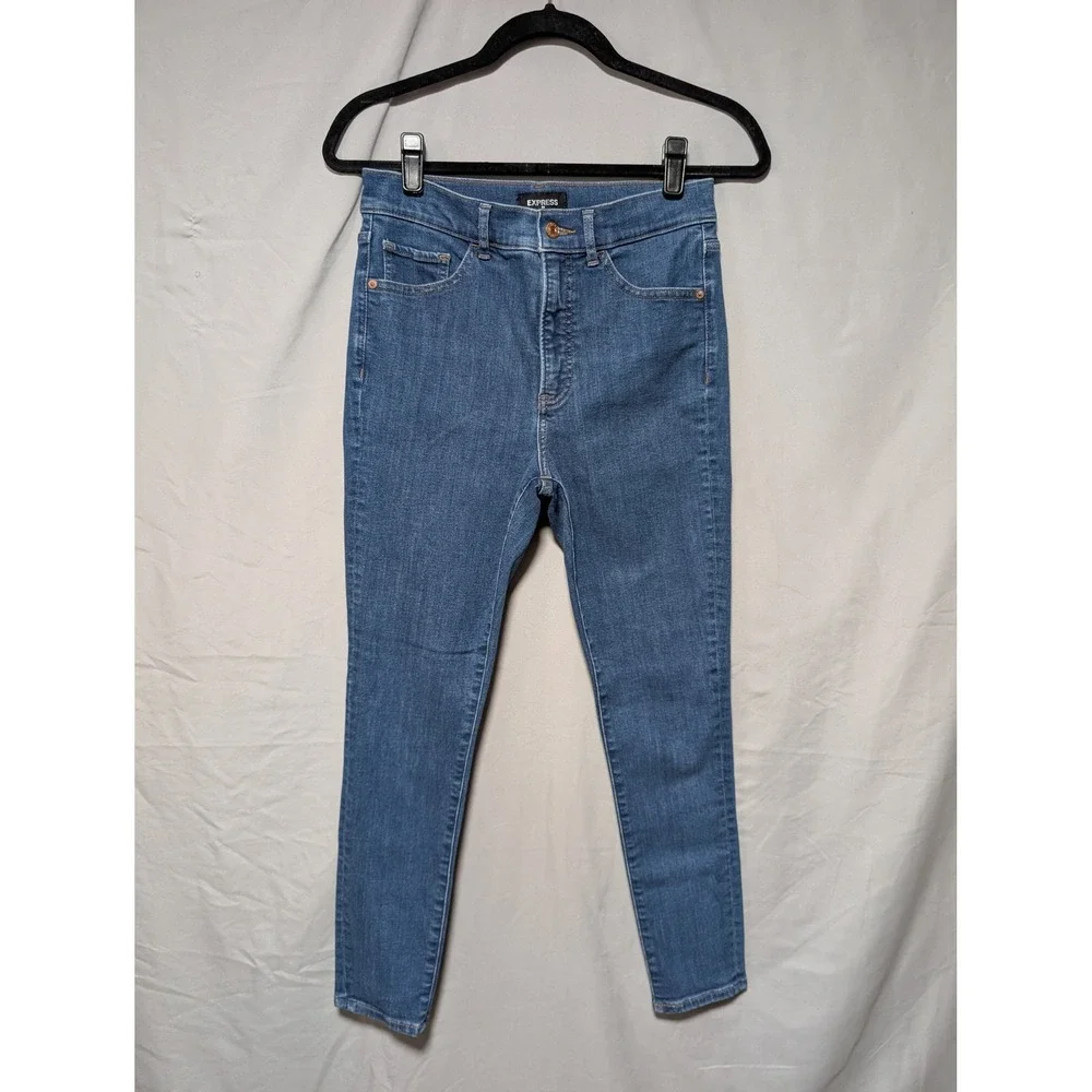 Express Women's Medium Wash High Rise Skinny Jeans‎ Stretch Denim Size 6
